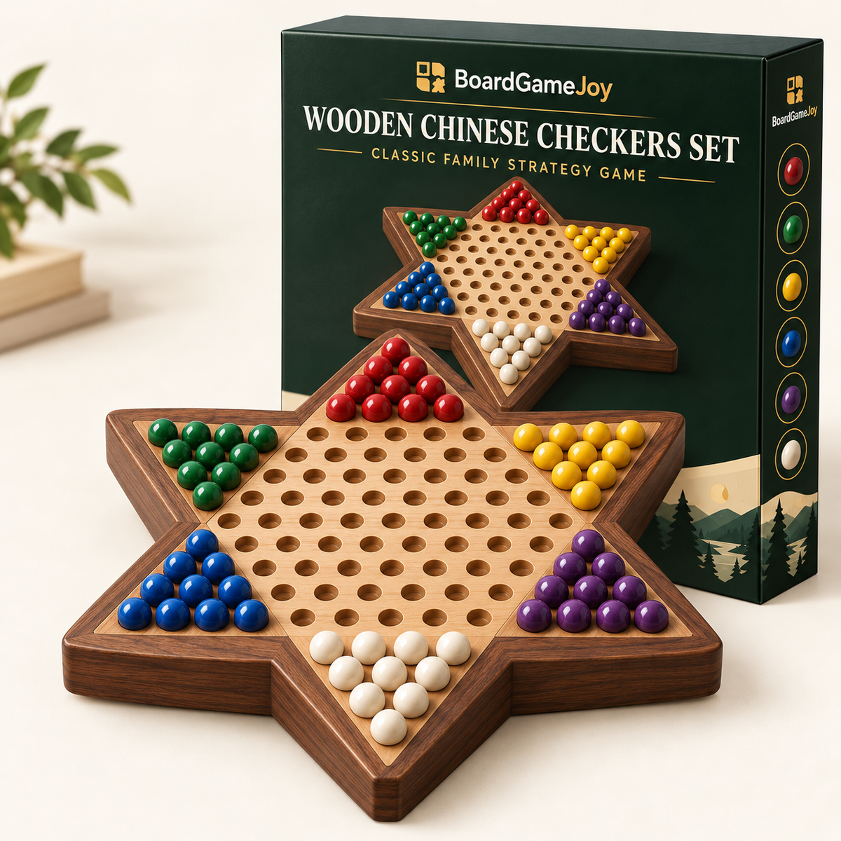 BoardGameJoy Wooden Chinese Checkers Set